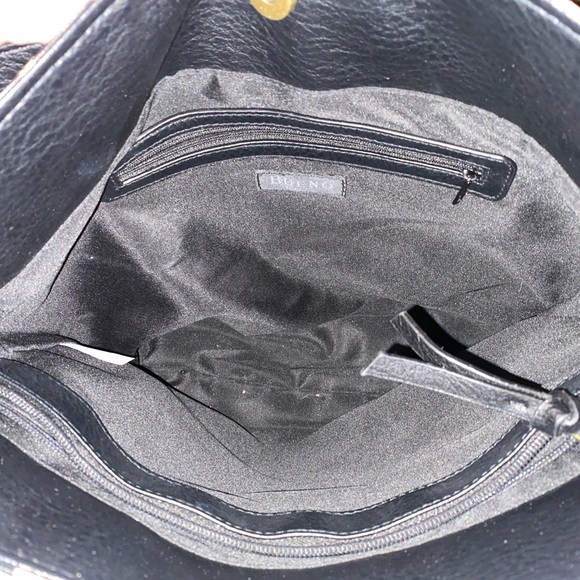 Black Leather Bag with Interior Zipper - Picture 1 of 3